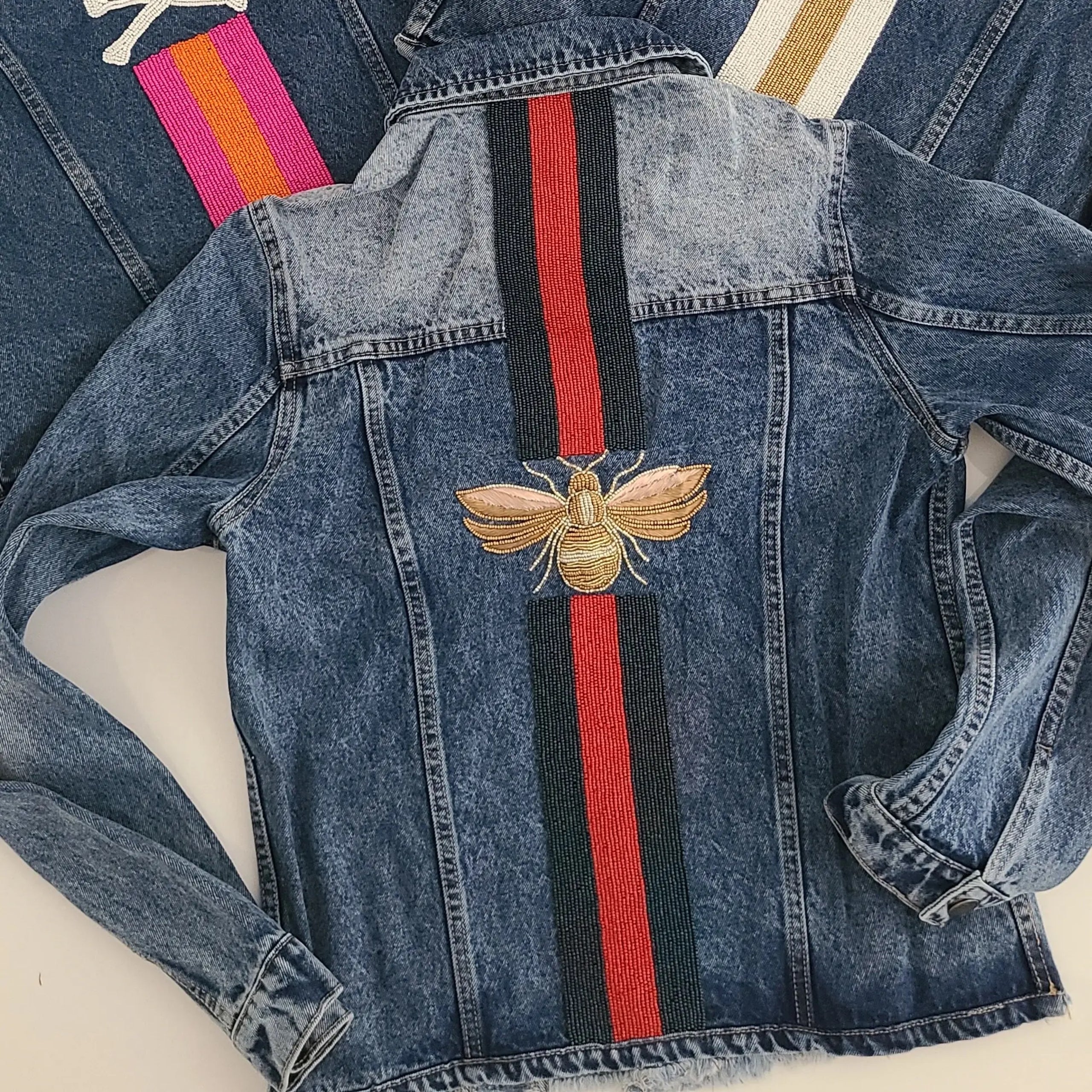 Beaded denim cheap jacket