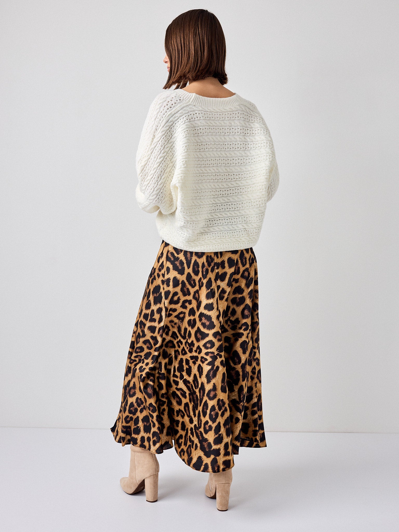 Leopard Print Satin Maxi Skirt